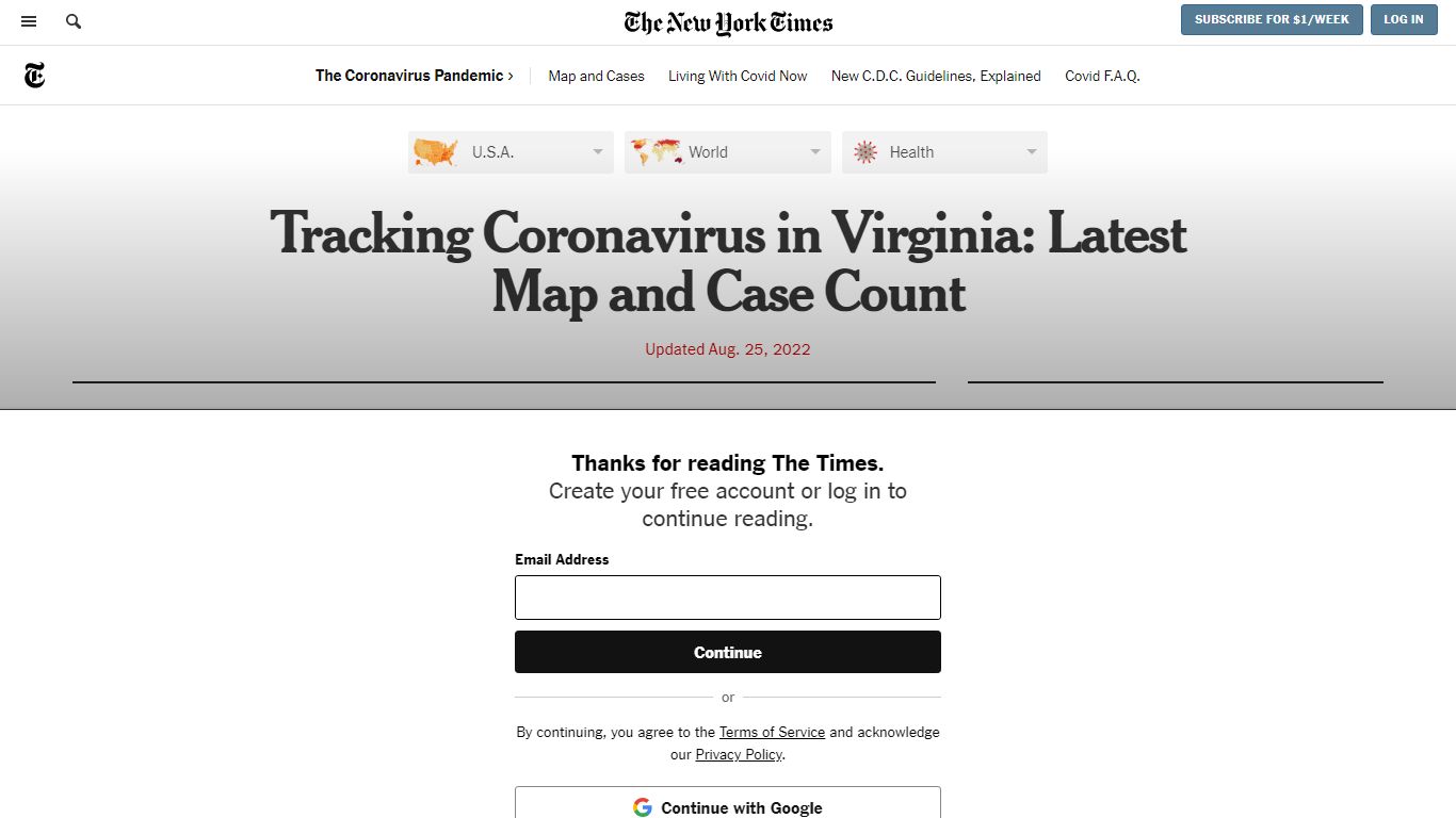 Virginia Coronavirus Map and Case Count - The New York Times